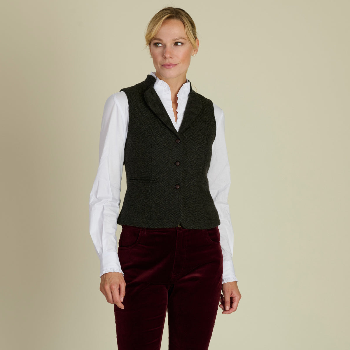 Olive Carlisle Tweed Fitted Waistcoat