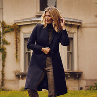 Ladies Navy Covert Coat