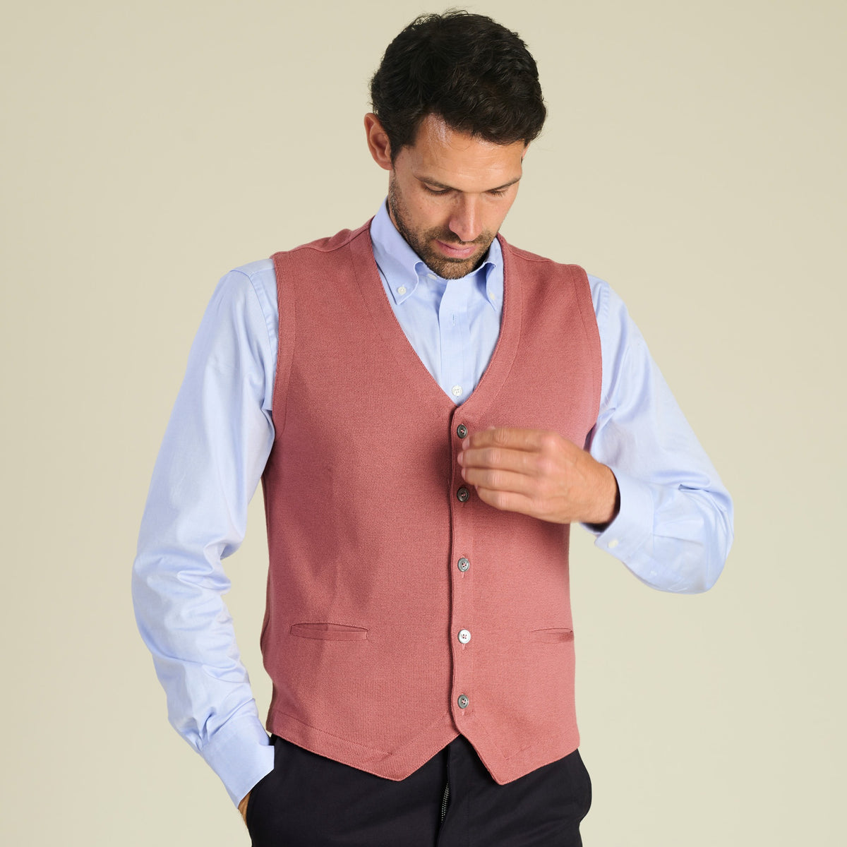 Pale Pink Merino Waistcoat