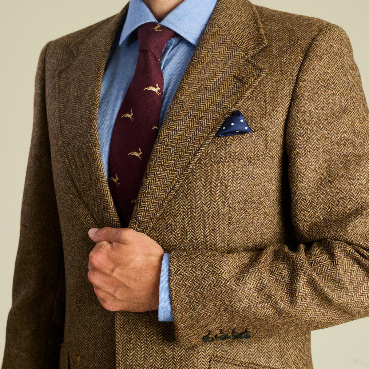 Brown Herringbone Tweed Suit