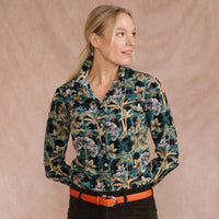 Tropical Babylon Crepe de Chine Silk Shirt Made with Liberty Fabric