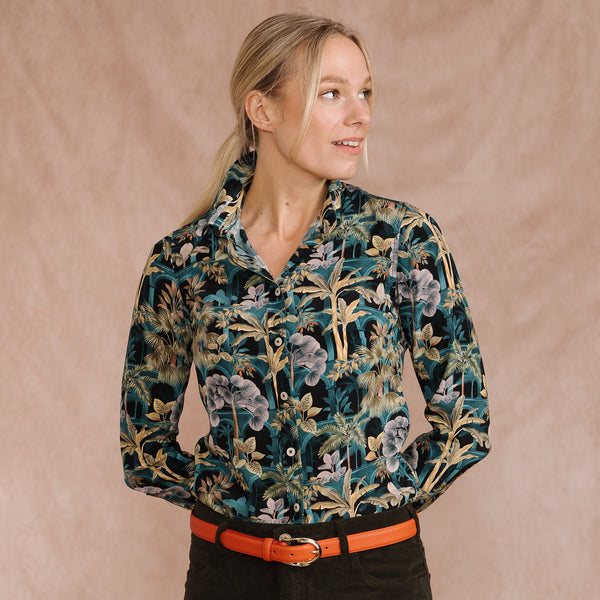 Tropical Babylon Crepe de Chine Silk Shirt Made with Liberty Fabric