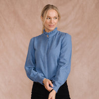 Blue Willow Frill Collar Blouse