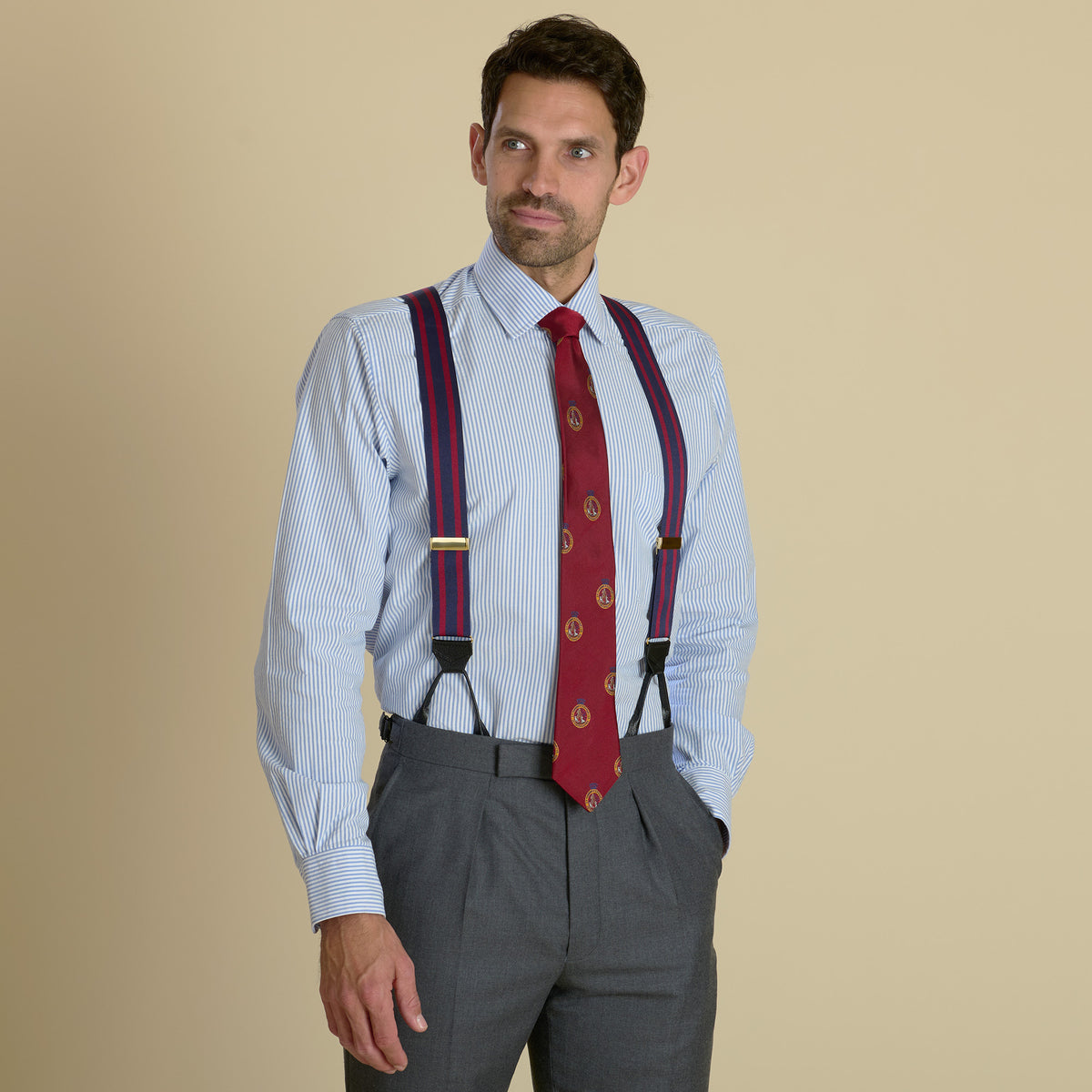 Navy Striped Ribbon Braces