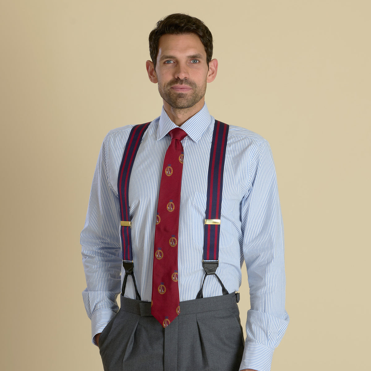Navy Striped Ribbon Braces