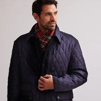 Navy Shetland Tweed Paddock Jacket