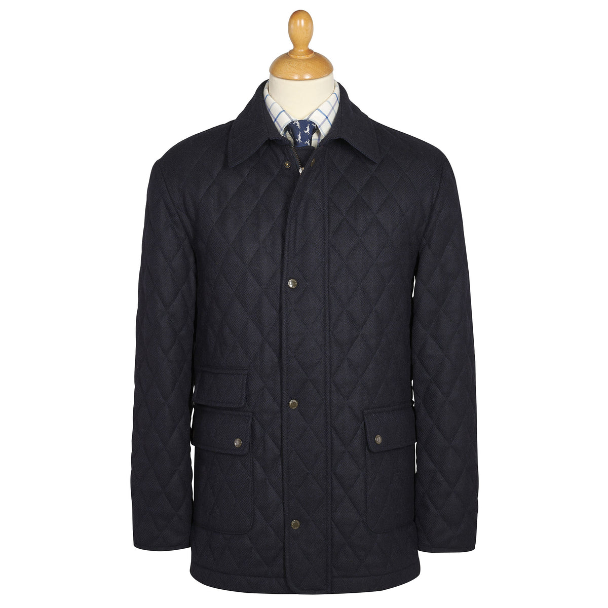 Navy Shetland Tweed Paddock Jacket