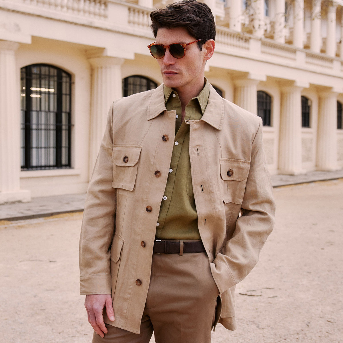 Beige Caprivi Linen Safari Jacket