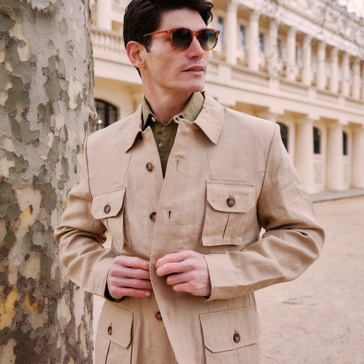 Beige Caprivi Linen Safari Jacket