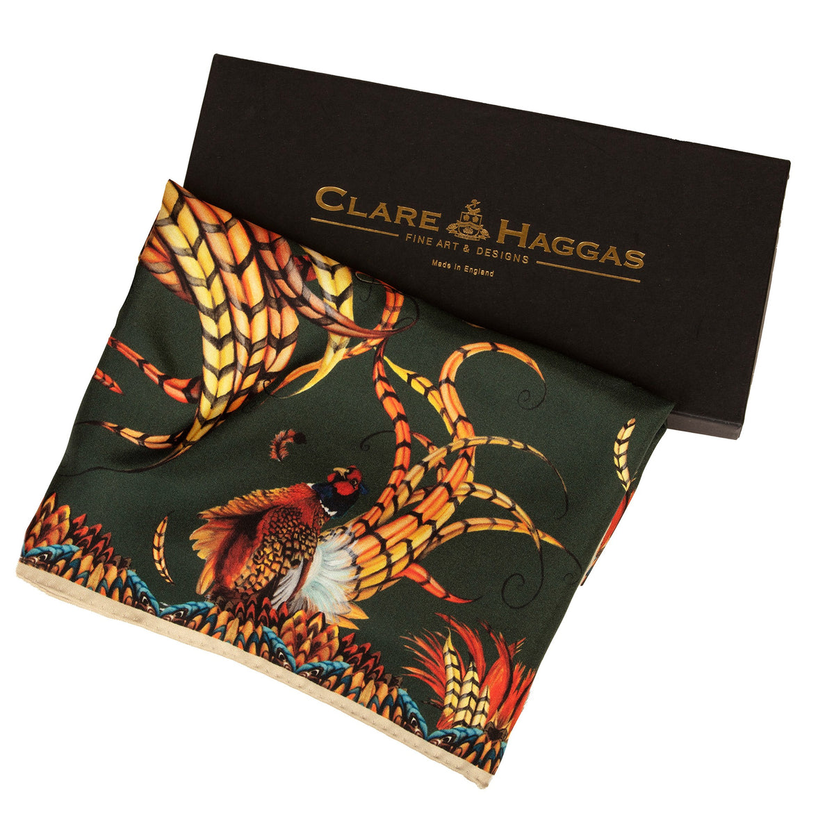 Heads or Tails Khaki Narrow Silk Scarf