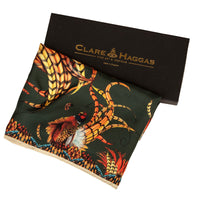 Heads or Tails Khaki Narrow Silk Scarf