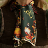 Heads or Tails Khaki Narrow Silk Scarf