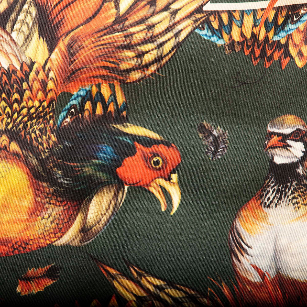 Heads or Tails Khaki Narrow Silk Scarf