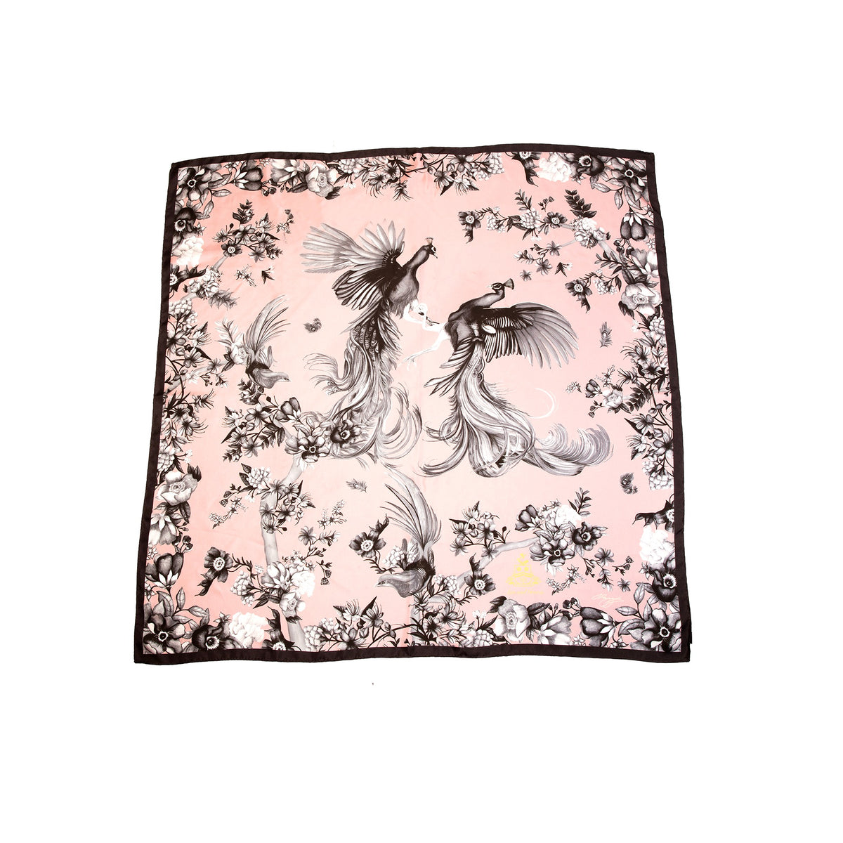 Airs & Graces Monochrome Pearl Pink Large Square Silk Scarf