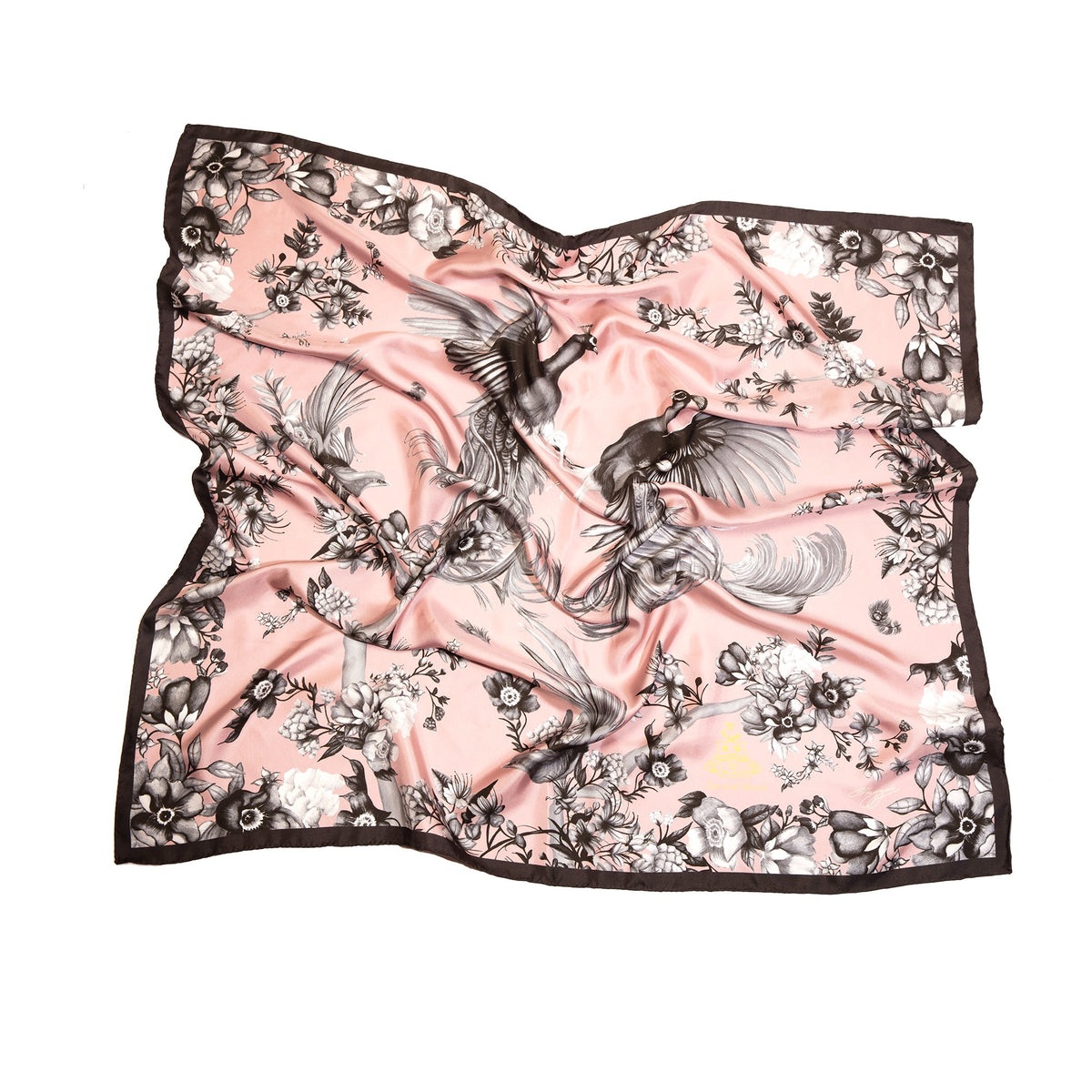 Airs & Graces Monochrome Pearl Pink Large Square Silk Scarf