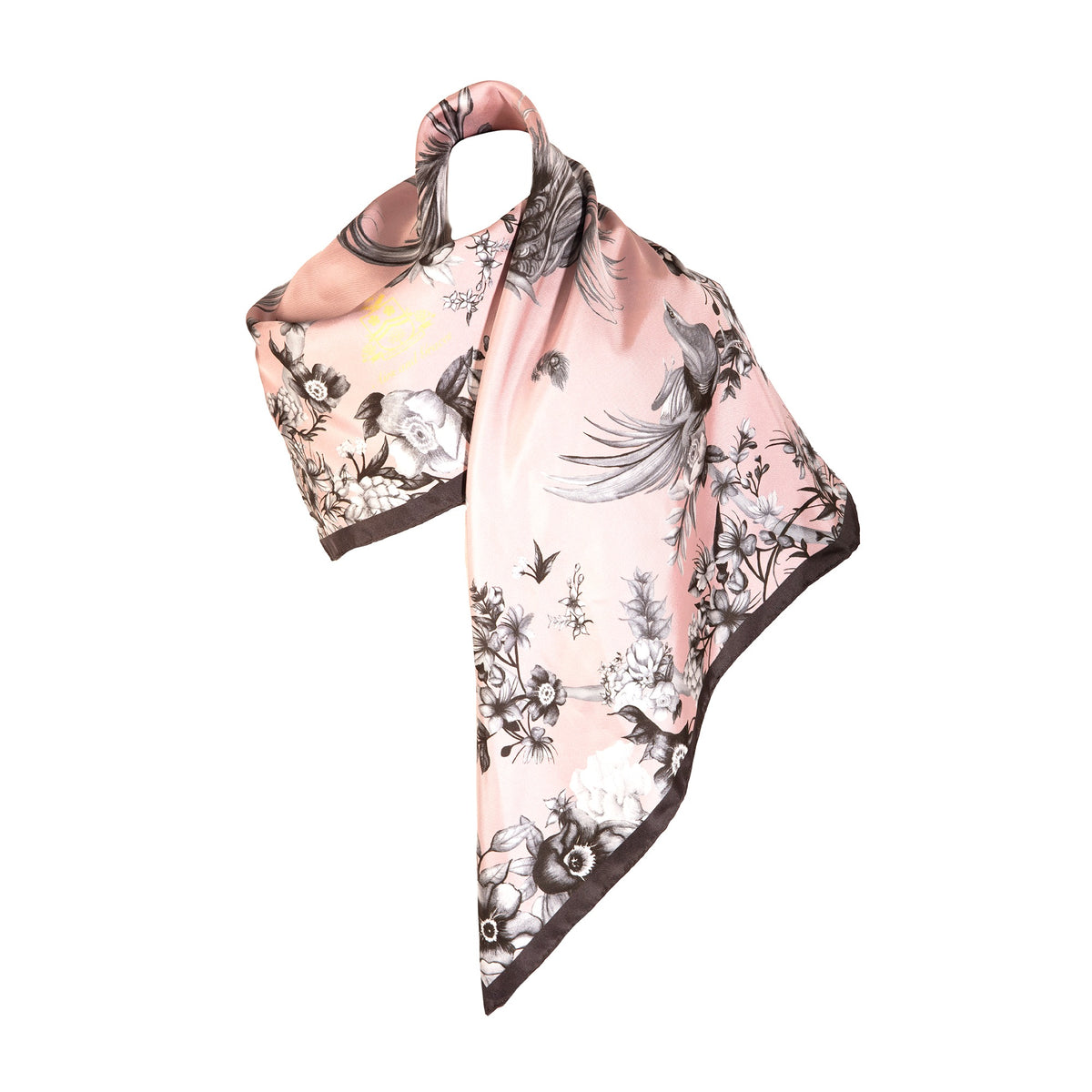 Airs & Graces Monochrome Pearl Pink Large Square Silk Scarf