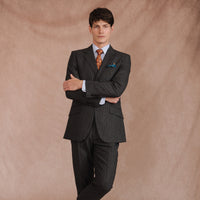 Grey 10oz Three Button Chalk Stripe Suit