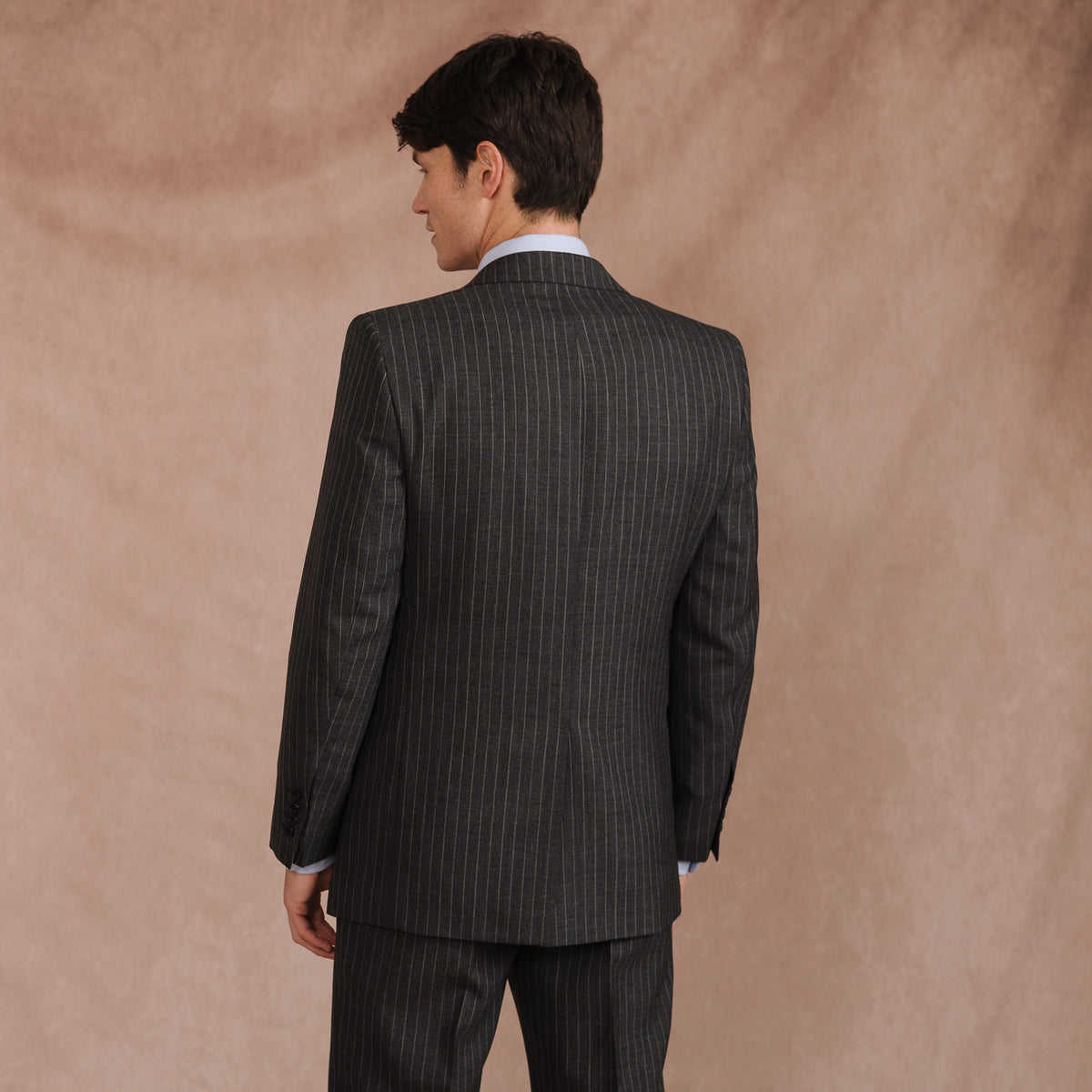 Grey 10oz Three Button Chalk Stripe Suit
