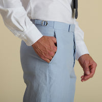 Pale Blue Banbridge Linen Trousers
