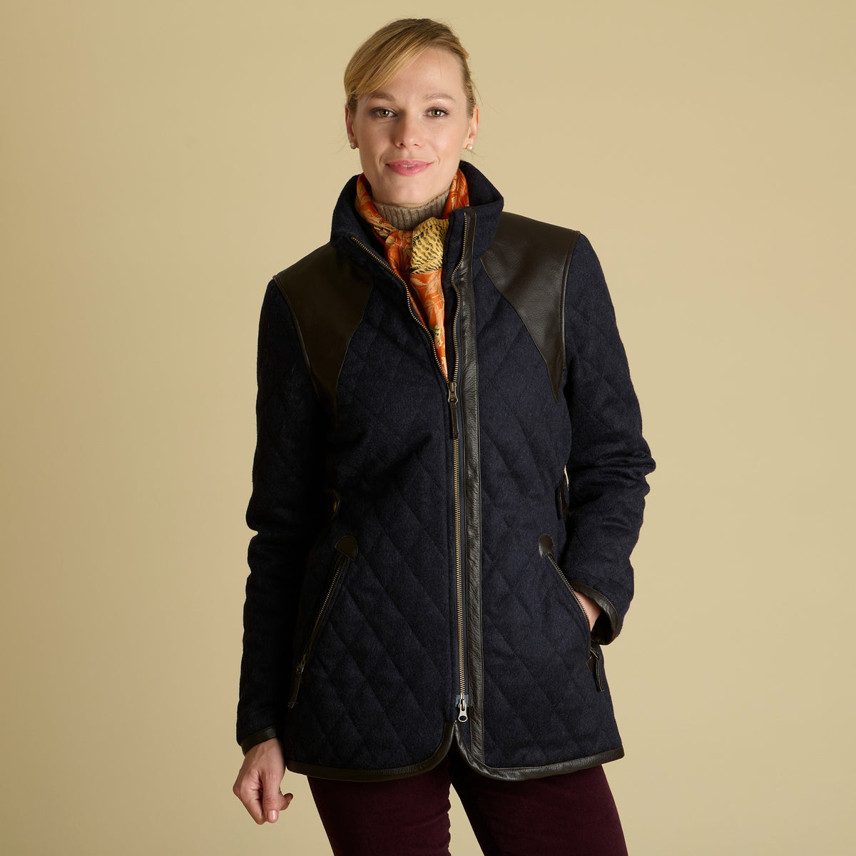 Navy Derby Quilted Field Coat