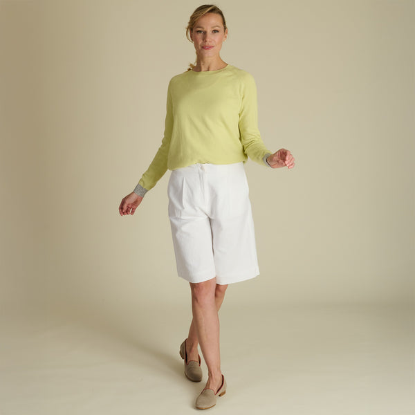 White Alexandra Linen Shorts