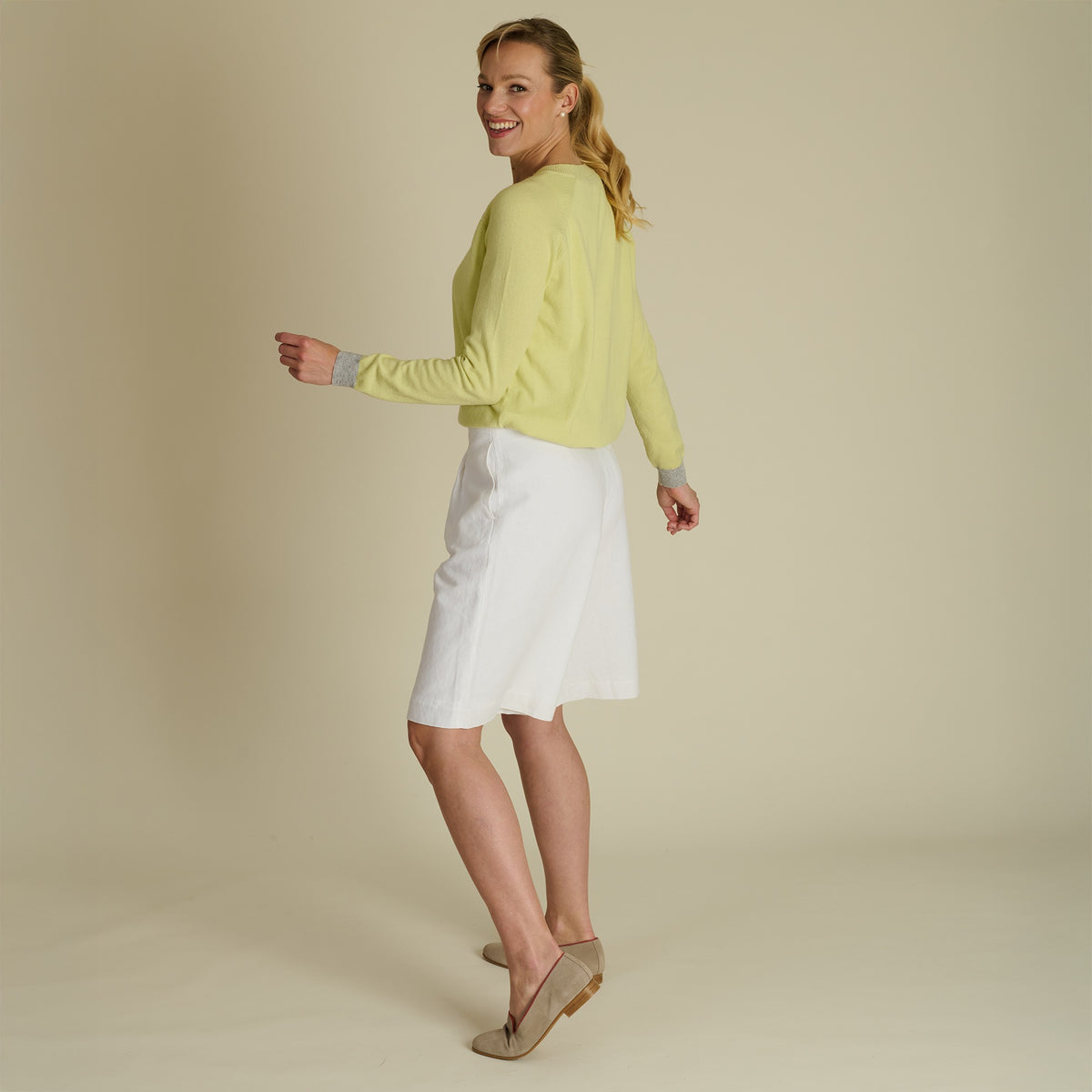 White Alexandra Linen Shorts