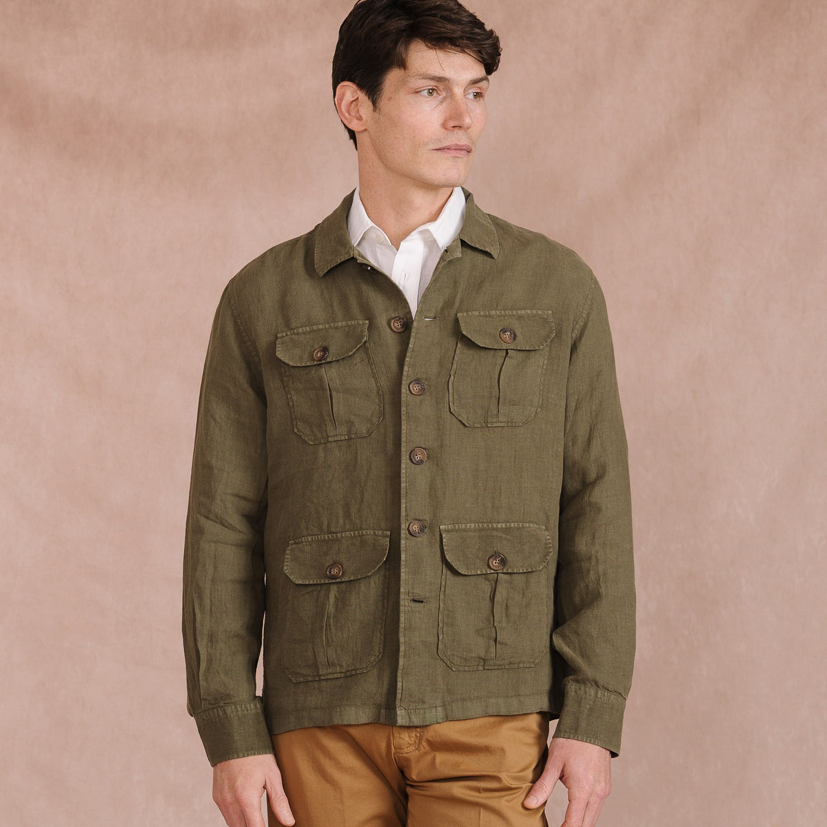 Sage Green Kruger Linen Shirt Jacket
