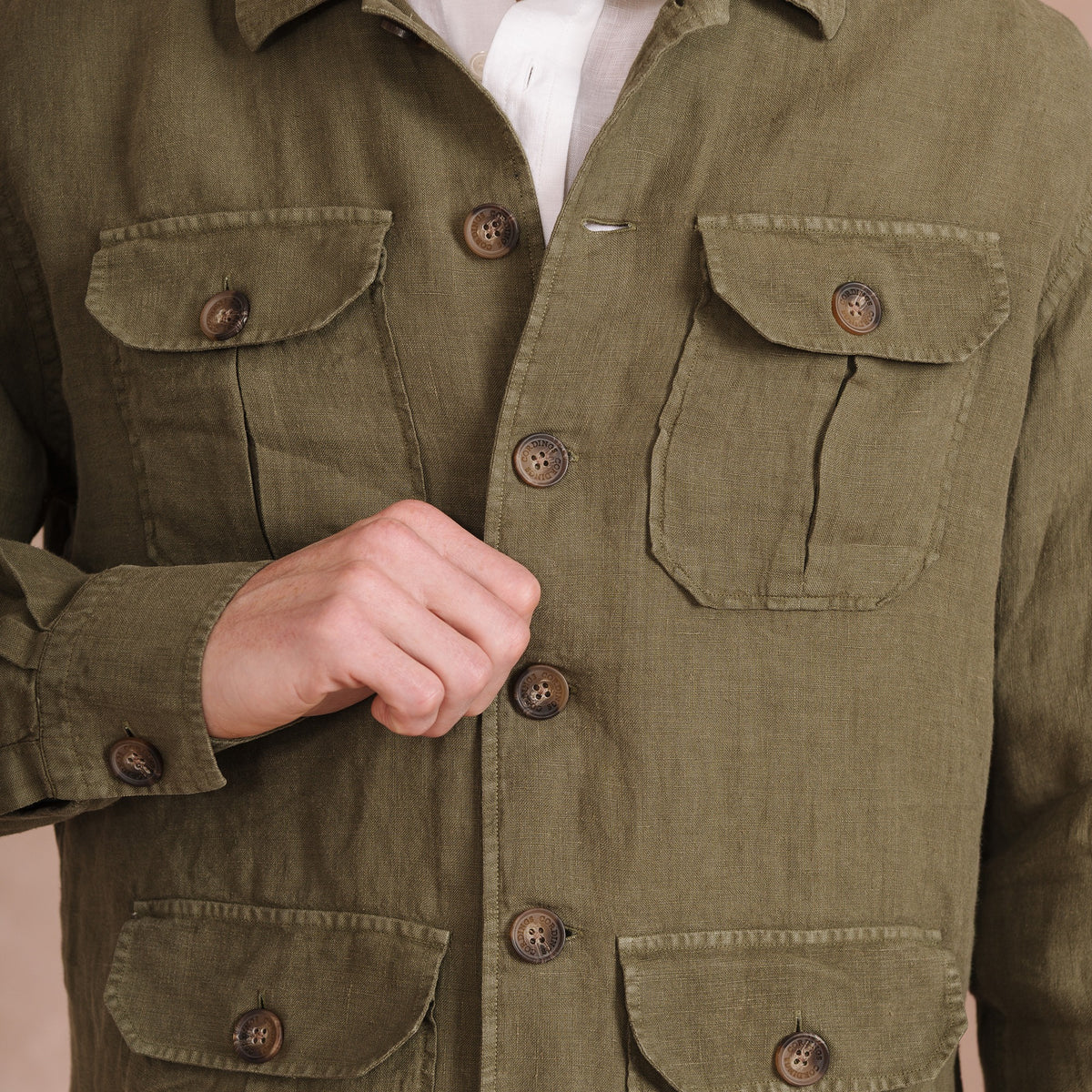 Sage Green Kruger Linen Shirt Jacket
