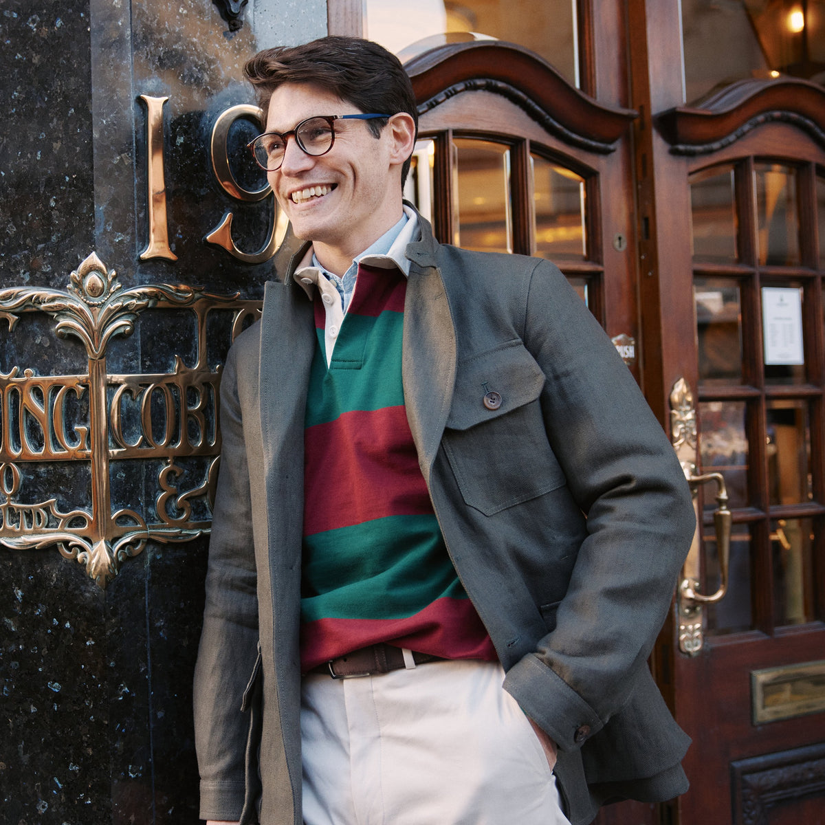 Green & Red Stripe Headingley Rugby Shirt