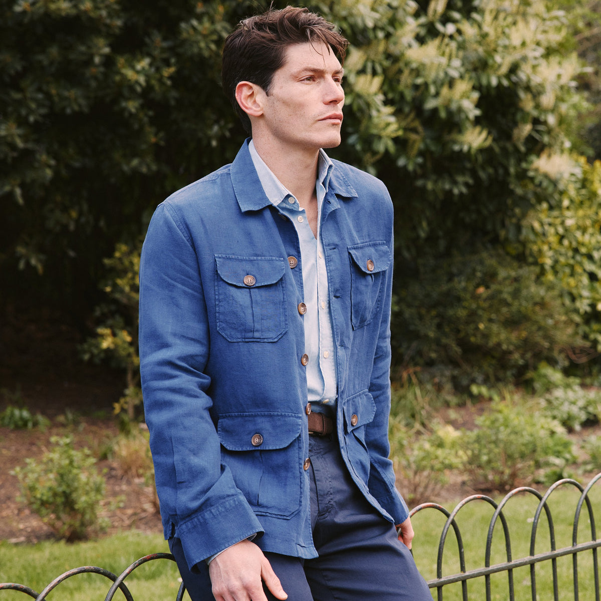 Navy Kruger Linen Shirt Jacket