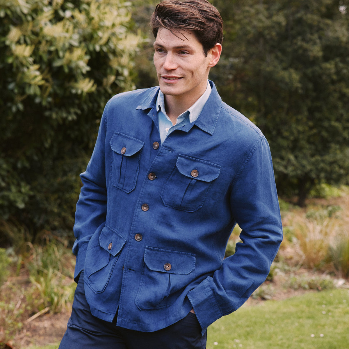 Navy Kruger Linen Shirt Jacket
