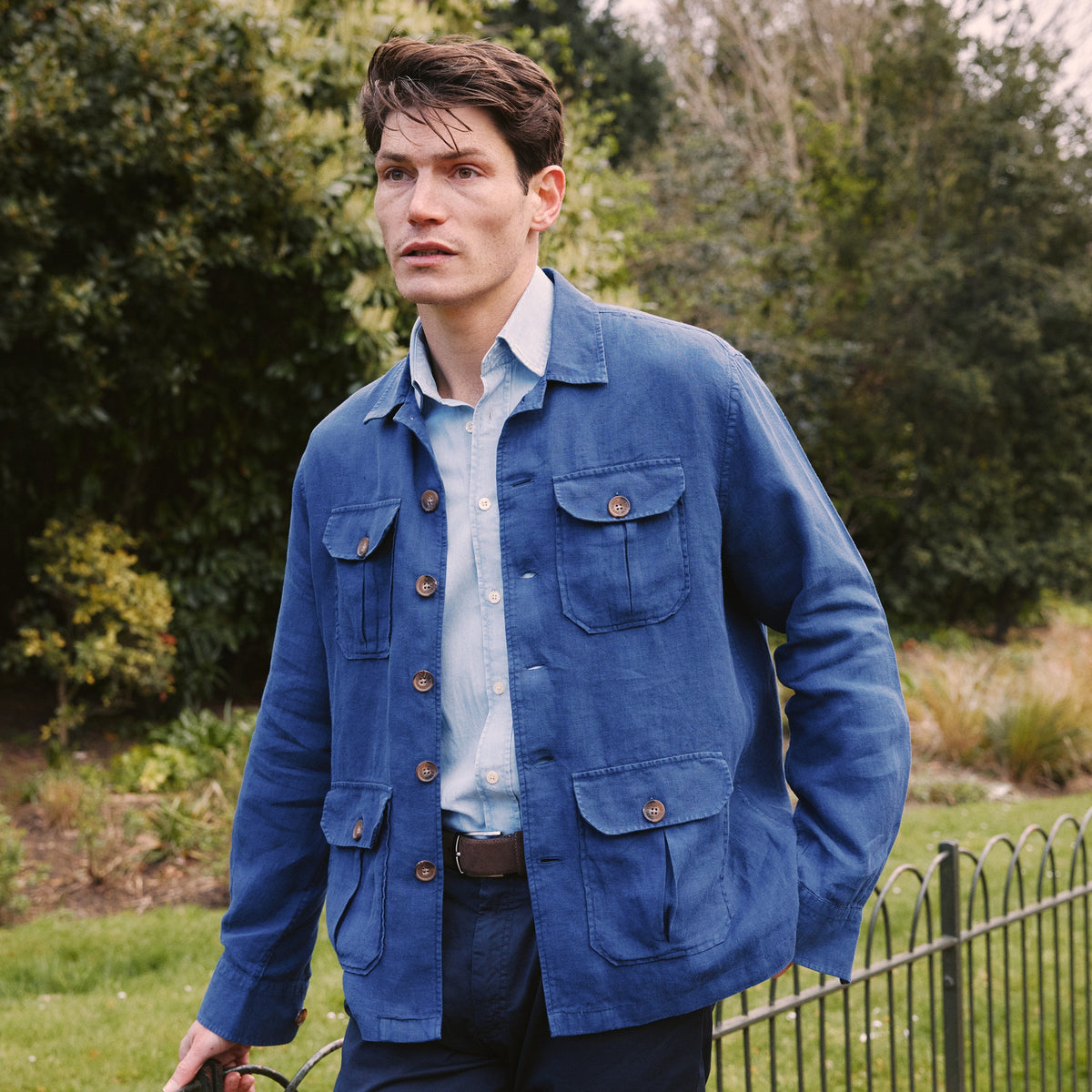 Navy Kruger Linen Shirt Jacket