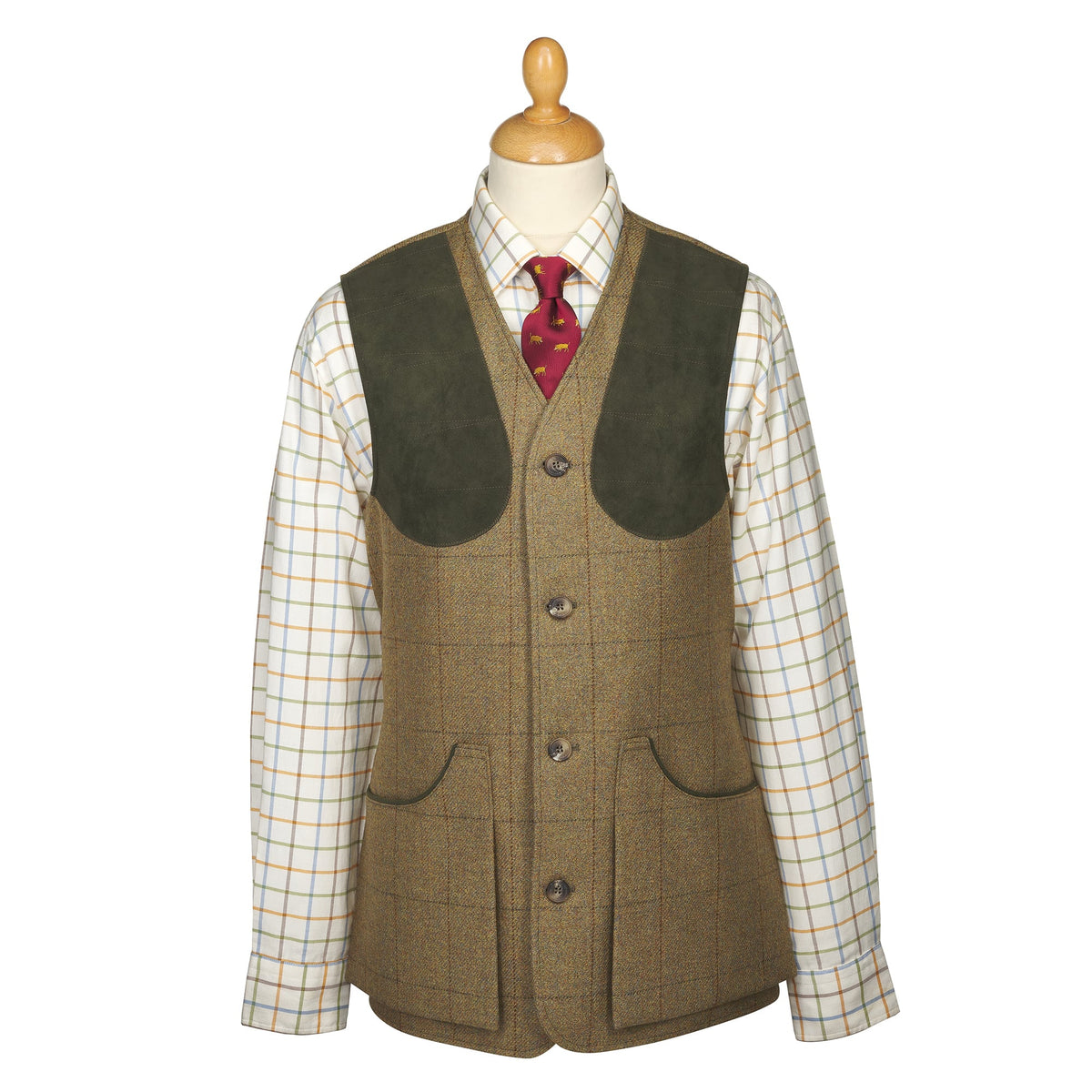 21oz Windowpane Tweed Shooting Waistcoat