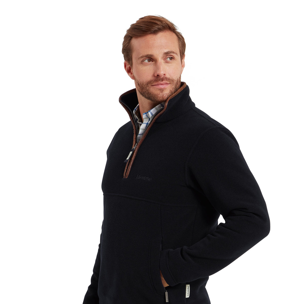 Schoffel Navy Berkeley 1/4 Zip Fleece.