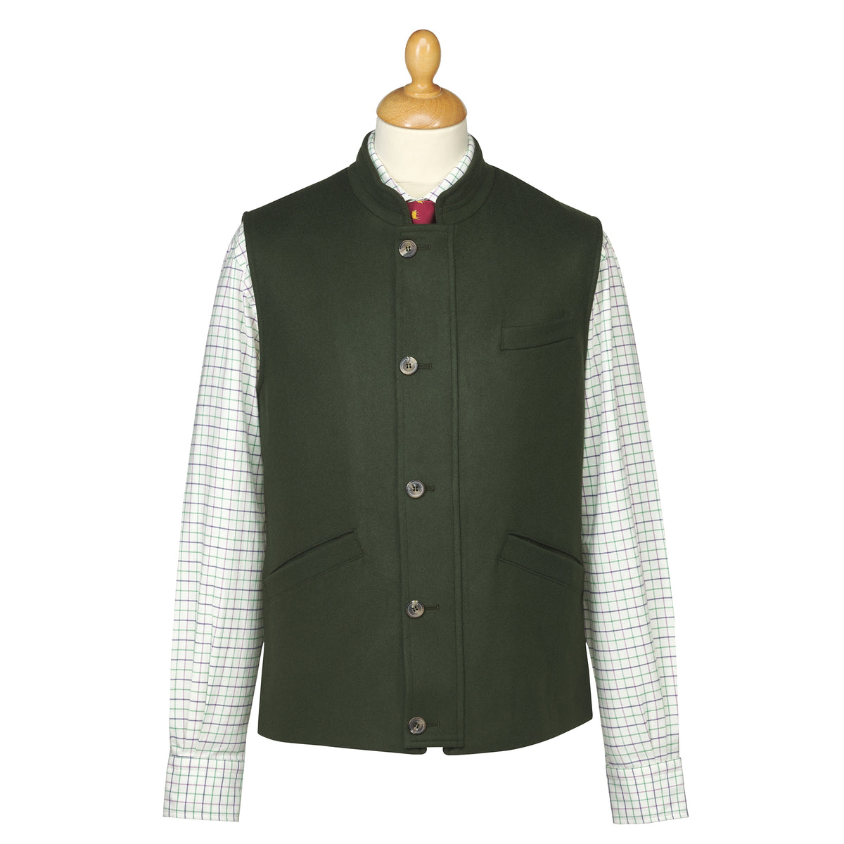 Green Red Exmoor Doeskin Gilet