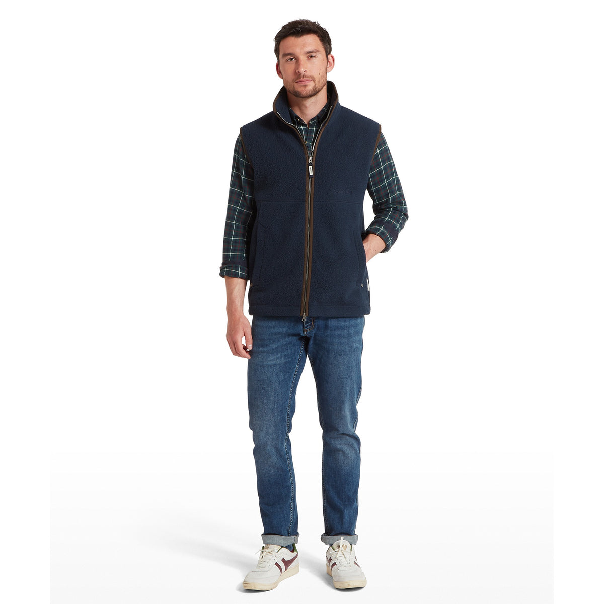 True Navy Schöffel Oakham Retro Fleece Gilet