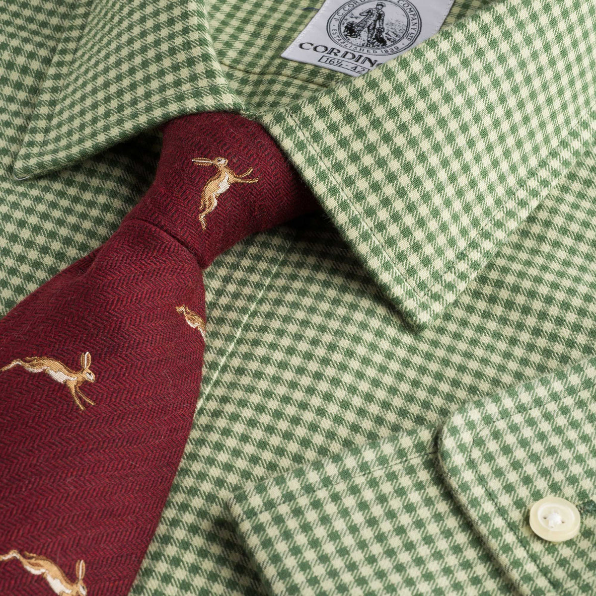 Green Gingham Flannel Shirt