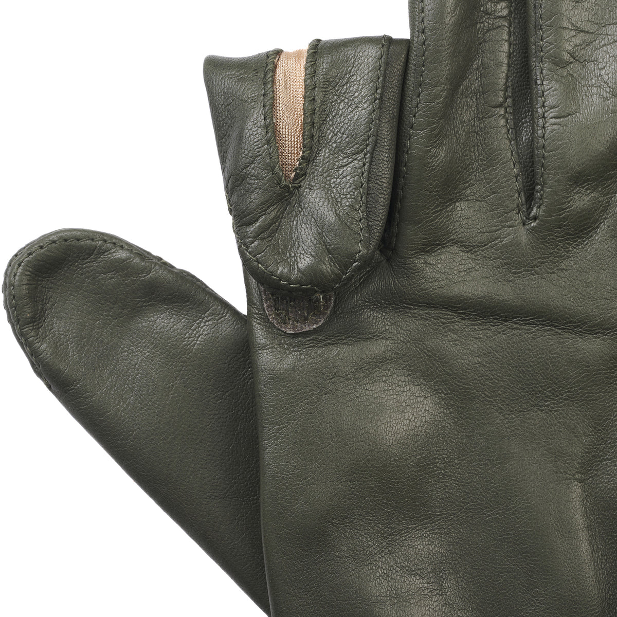 Olive Green Leather Shooting Gloves (Left Handed)