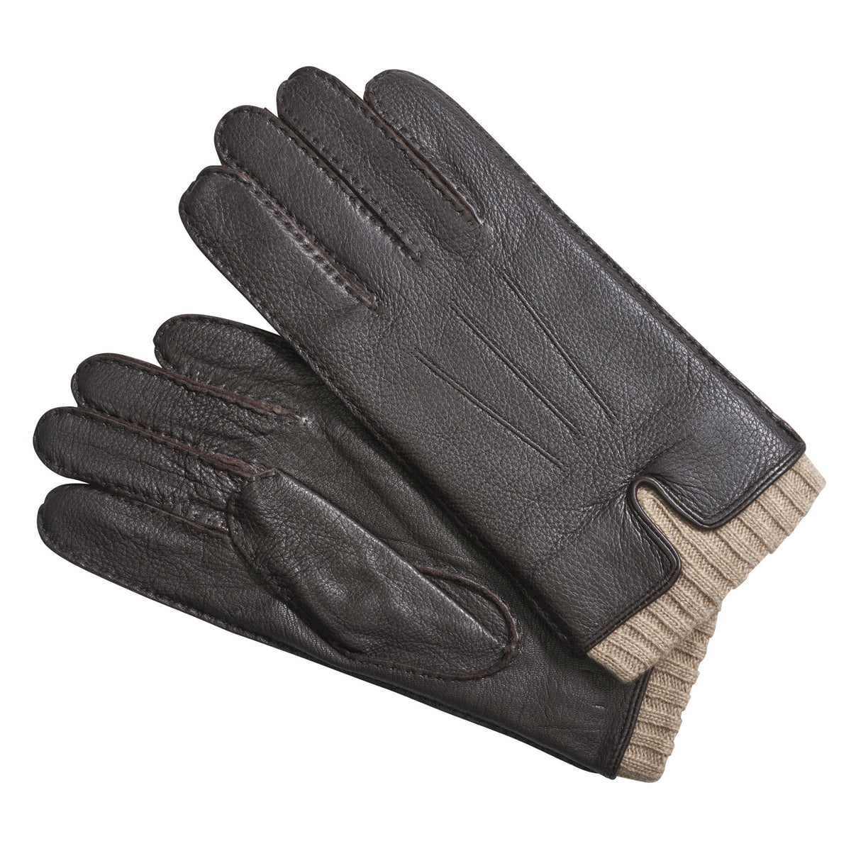 Brown Deerskin Cashmere Lined Gloves