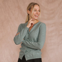 Green Classic Cashmere Cardigan