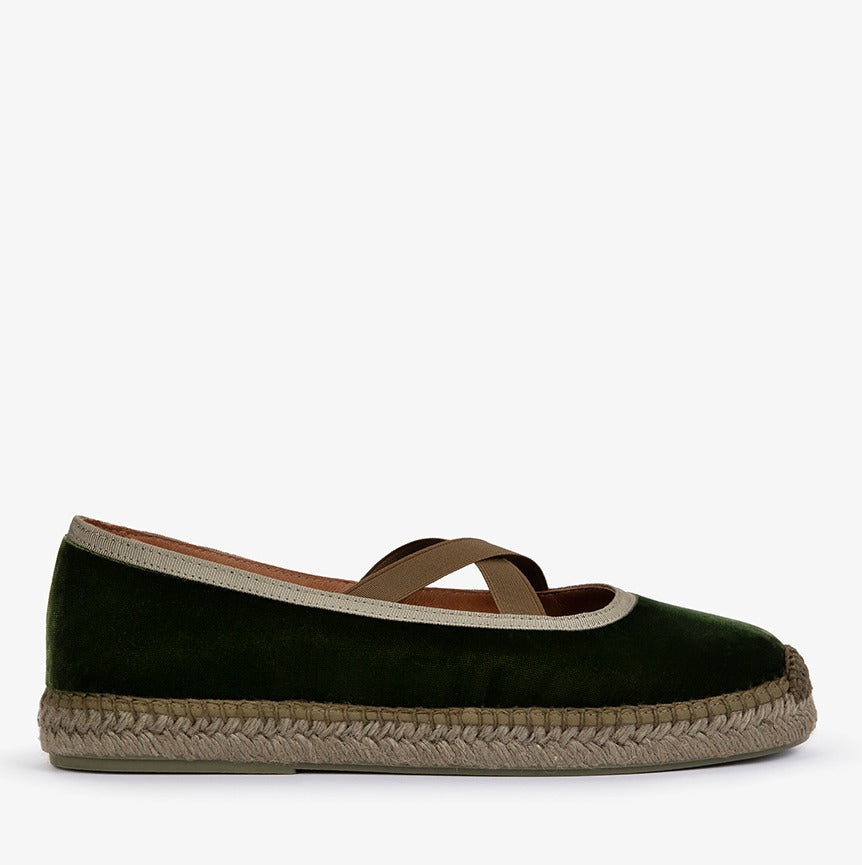 Penelope Chilvers Khaki Chico Velvet Espadrilles