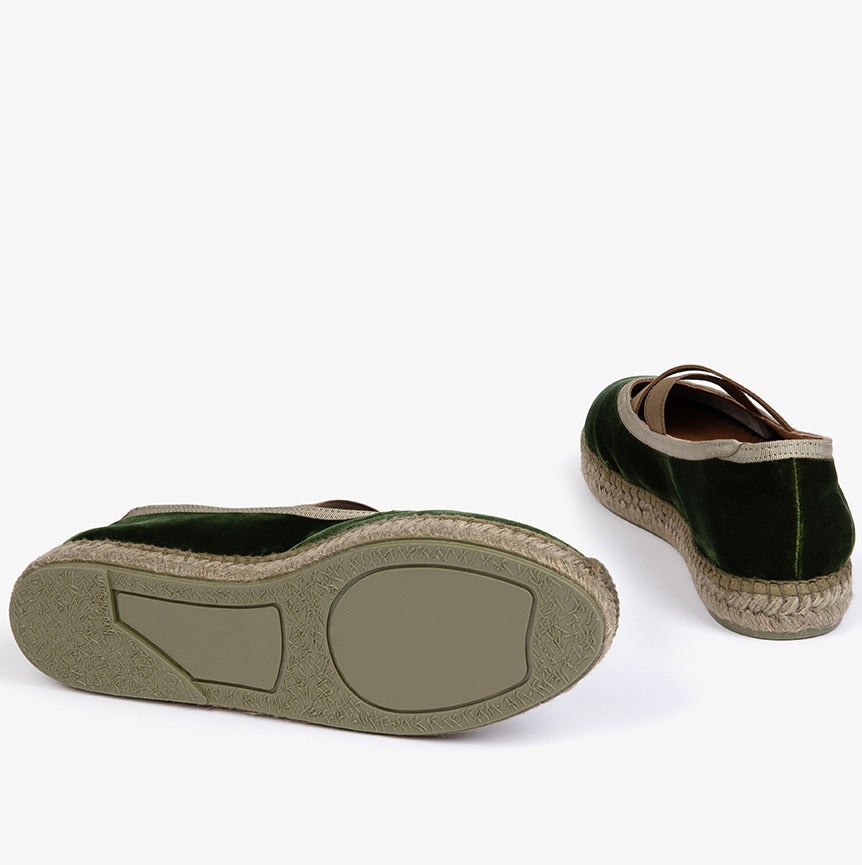 Penelope Chilvers Khaki Chico Velvet Espadrilles