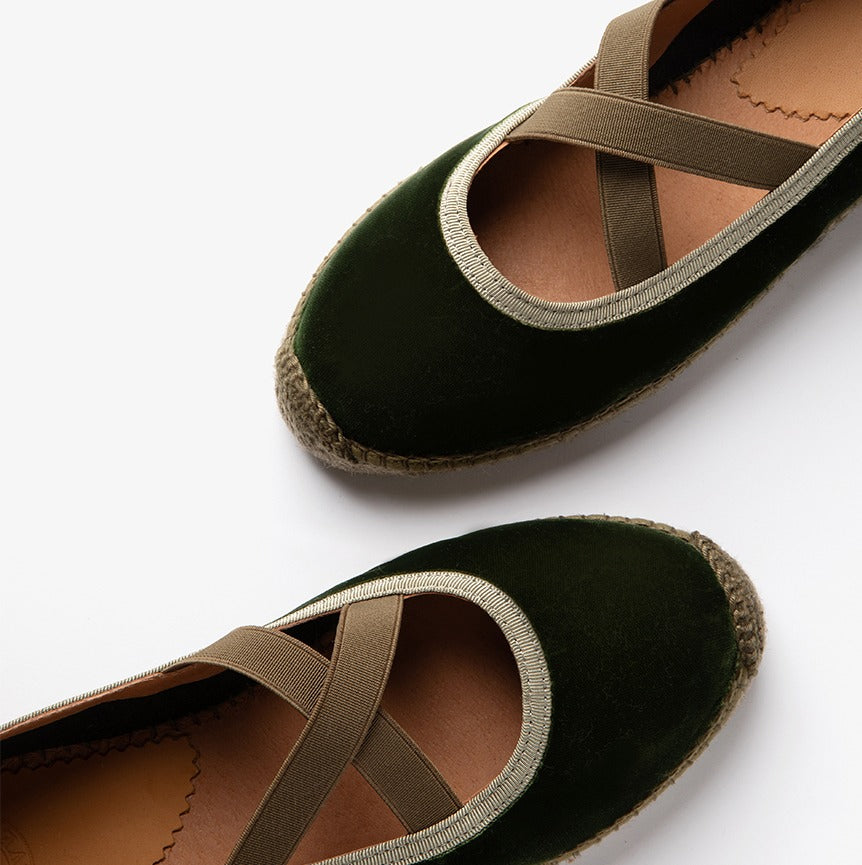 Penelope Chilvers Khaki Chico Velvet Espadrilles