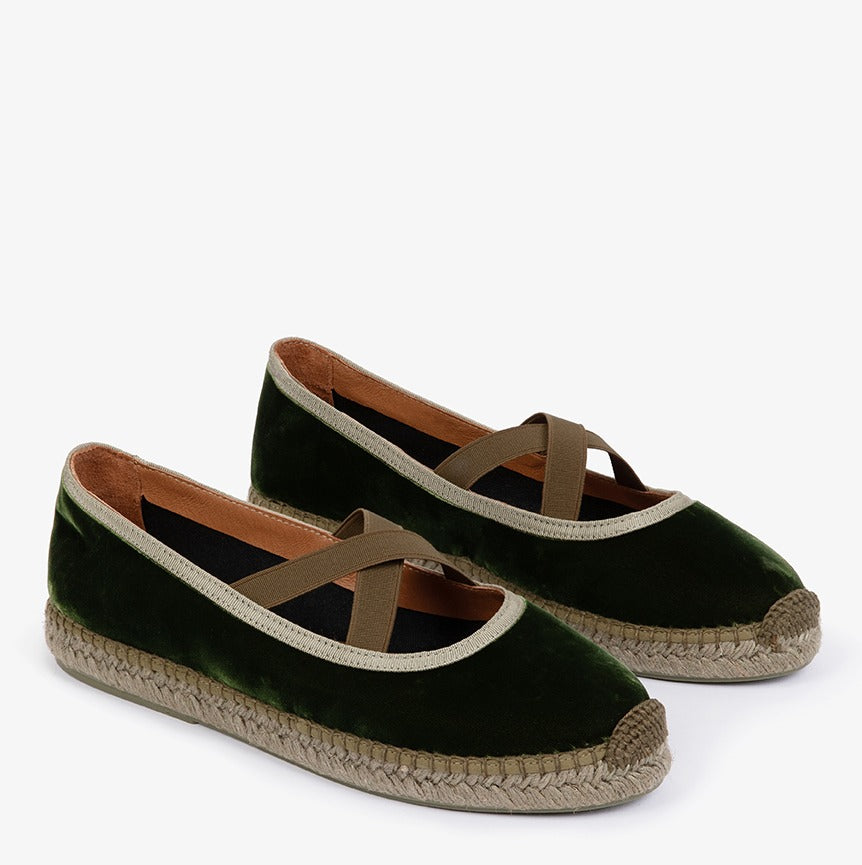 Penelope Chilvers Khaki Chico Velvet Espadrilles