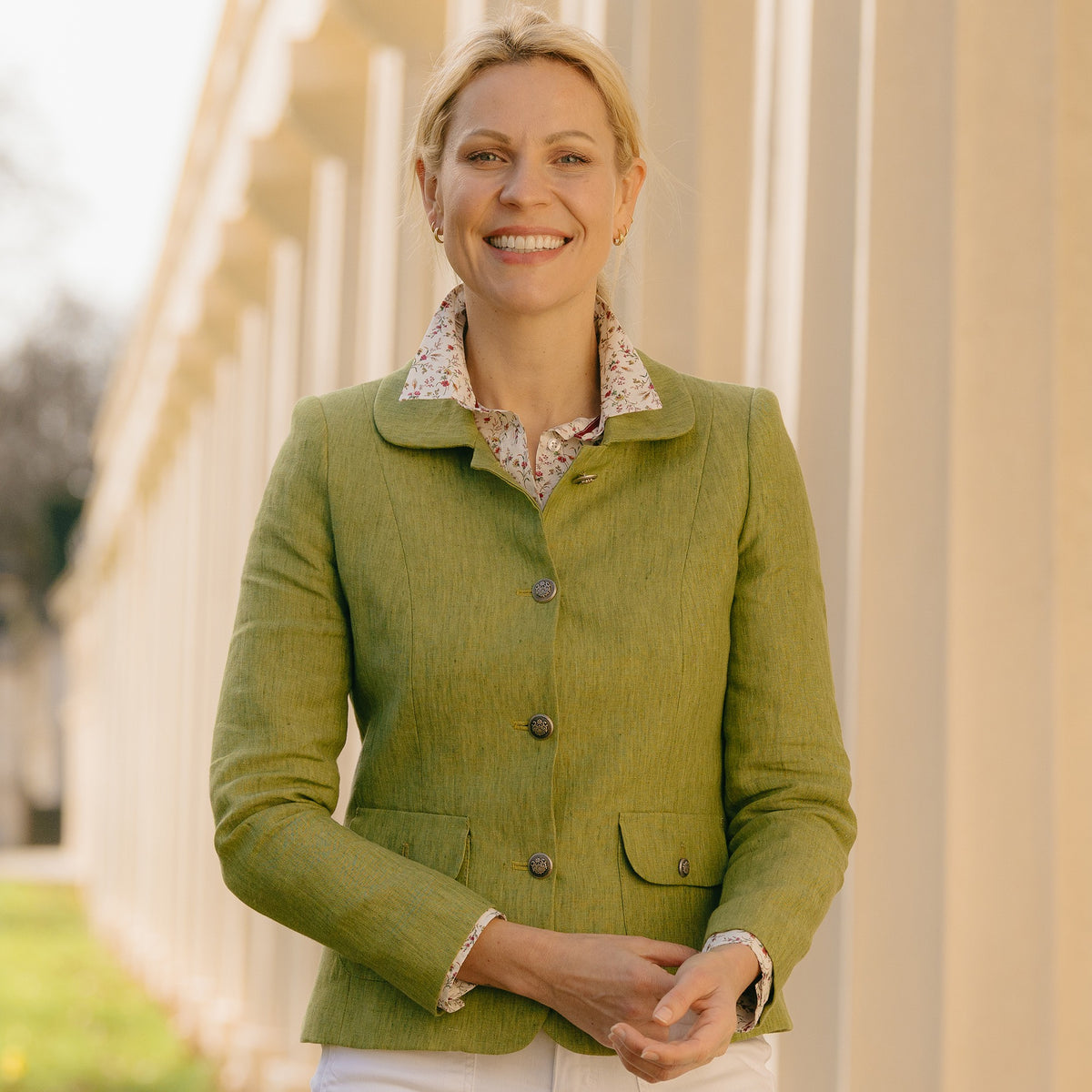 Elsworth Green Linen Jacket with Peter Pan Collar