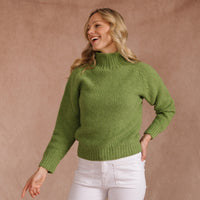 Green Moss Stitch Turtle Pullover