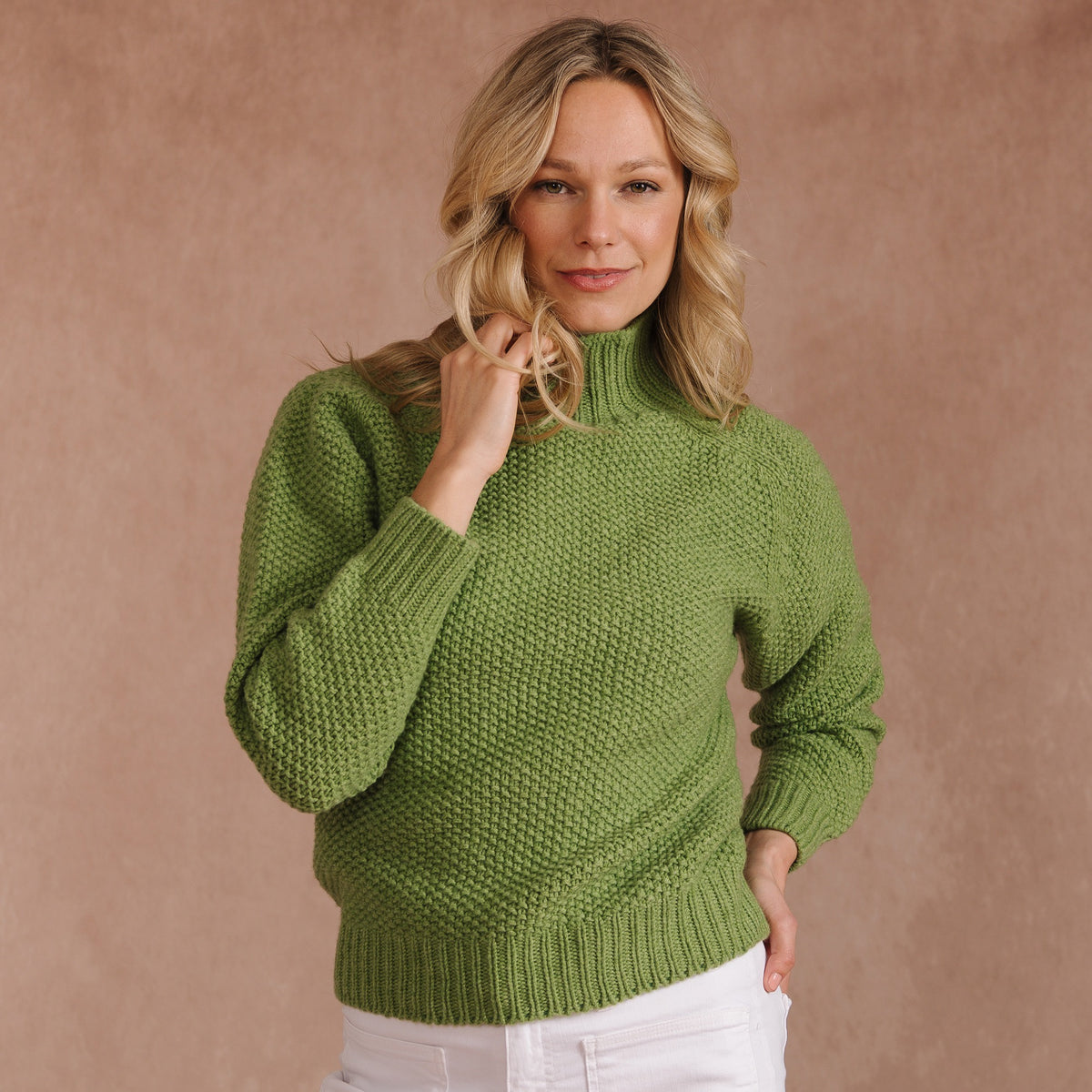 Green Moss Stitch Turtle Pullover