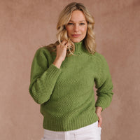Green Moss Stitch Turtle Pullover