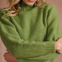 Green Moss Stitch Turtle Pullover