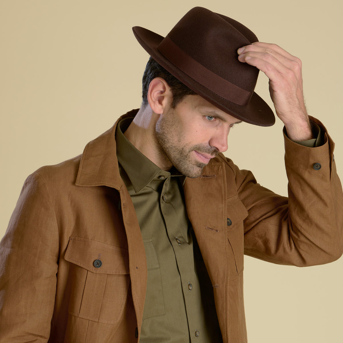 Brown Racing Felt Trilby